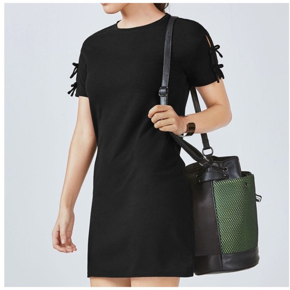 Fabletics Yani Mini Dress Black Jersey Knit Size XS‎ NWT